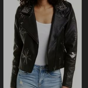 Brand New BlankNYC Starstruck Embellished Leather Jacket S